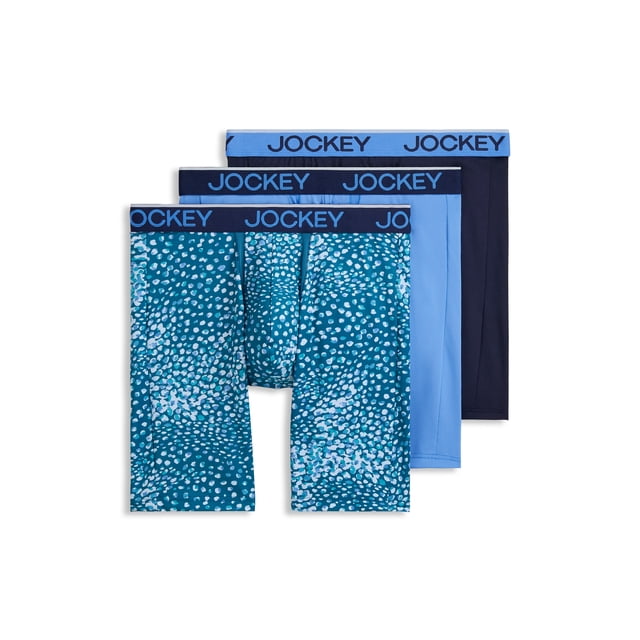 Jockey Men's Chafe Proof Pouch Microfiber 8.5" Long Leg Boxer Brief - 3 Pack