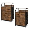 thumbnail image 1 of Gymax Commode 2 Pcs à 4 Tiroirs, Haute et Grand, Unité d'Organisation de Rangement avec Dessus en Bois, Bacs en Tissu, 1 of 10