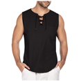 thumbnail image 1 of Styesk Tank Tops Men Men's Fashion Drawstring Color Cotton And Linen Sleeveless T-shirt Tops, 1 of 5