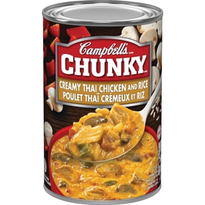 Campbell's® Chunky® Creamy Poulet thaïlandais et riz prêt à servir soupe, plateau stable