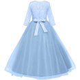 thumbnail image 3 of Robe Longue en Dentelle Florale Vintage pour Filles Manches 3/4 Robe de Soirée de Mariage Robe de Danse Formelle, 3 of 5