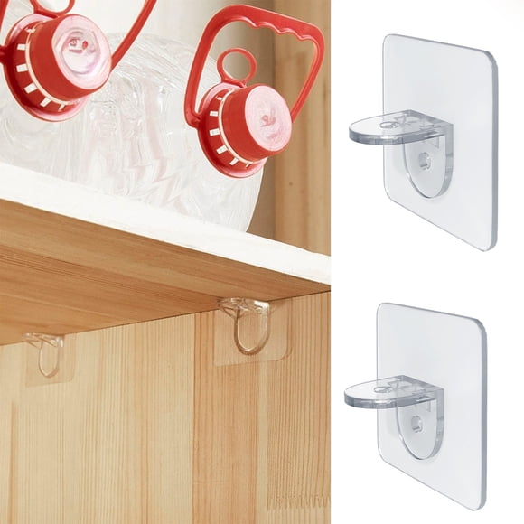 MTBLYS Shelf Bracket No Drill Adhesive Bracket 1 Piece Clear Pvc Load Bearing Right Angle Cabinet Shelf Support Kitchen Storage Organizer