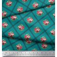 thumbnail image 2 of Soimoi polyester Crepe Fabric Check,Leaves & Rose Floral Print Fabric by the Yard 42 Inch Wide, 2 of 3