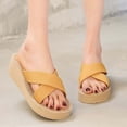 thumbnail image 1 of LSLJS Summer Ladies Grass Slippers High Heel Beach Shoes Cross Strap Slippers, Women's Slippers, 1 of 5