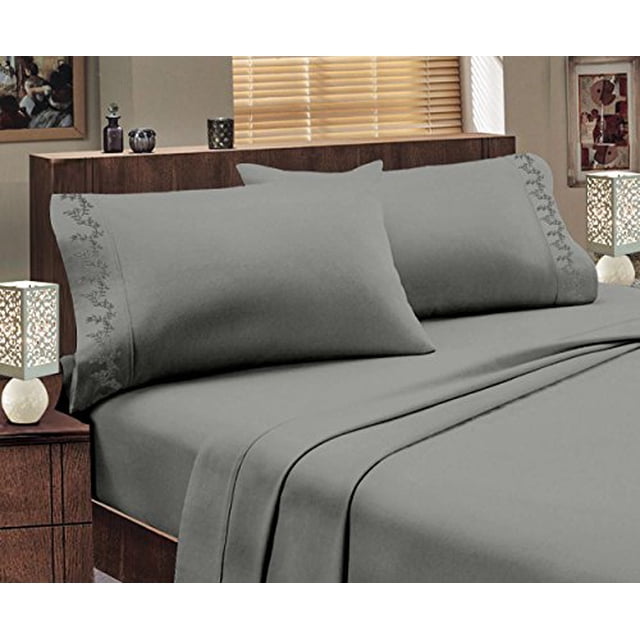 Hotel Luxurious, 1800 Series, 3pc Sheet Set Branch (Twin, Gray)
