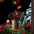 thumbnail image 4 of 28cm High Grade Adhesive Powder Simulation Christmas Flowers in Gold Champagne Burgundy Colors for Tree Decoration, 4 of 6
