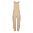 thumbnail image 5 of HAiming Women's Cotton Overalls Casual Loose Button Jumpsuits Adjustable Straps Wide Leg Rompers with Pockets, 5 of 5
