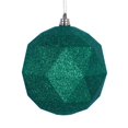 thumbnail image 1 of Vickerman M177504DG 8 in. Green Glitter Geometric Christmas Ornament Ball, 1 of 2