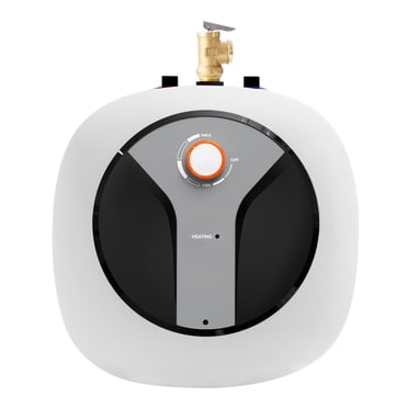 KFFKFF Chauffe-Eau Électrique Compact, Capacité de 8 Gallons, Puissance de 1440 W, Bouilloire de Stockage d'Eau Chaude, Équipé d'Une Soupape de Température et de Pression Sécuritaire, Installation Facile