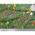 thumbnail image 3 of Soimoi Green Rayon Fabric Macaw Parrot Bird Print Fabric by Yard 42 Inch Wide, 3 of 3