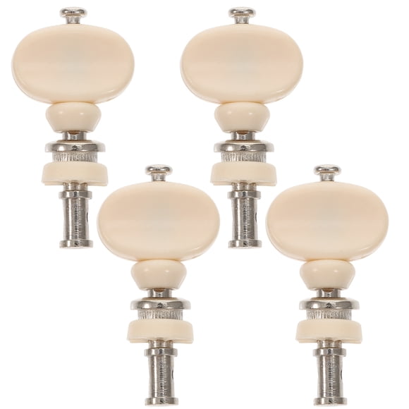 SHISUYAN 4 Pcs Pinces de Réglage pour Clés Tuners Ensemble de Têtes pour Ukulélé Pièces de Tuners à Friction Blanc avec Bouton en Plastique (Blanc Chrome)