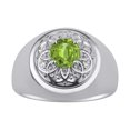 thumbnail image 1 of RYLOS Men's Rings 14K White Gold Designer Gypsy 7MM Round Gemstone & Diamond Ring Peridot August Birthstone Rings Size 13, 1 of 6