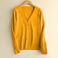 thumbnail image 2 of aohooy Womens Cute Cable Knit Open Front Cardigan V-Neck Button Down Cardigans Solid Soft Long Sleeve Sweaters Yellow,S, 2 of 9