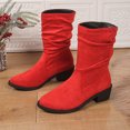 thumbnail image 4 of Dakaela Bottes Western Plissées pour Femmes en Suède Style Cowboy Larges Mi-Mollet Bottillons Bout Rond à Enfiler Chaussures de Marche, 4 of 6