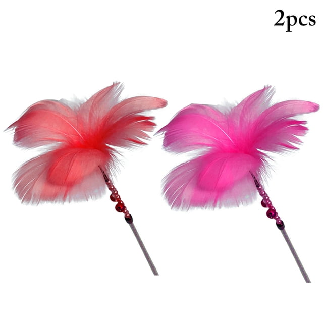 2PCS Cat Feather Teaser Interactive Belle Chat Jouet Interactif Chat Teaser Baguette