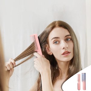 ABPWLY USB Wireless Hair Straightening Straight Hair Comb Artifact A Comb Straight Hair Curling Stick Dual Use Does Not Hurt Hair Lazy Splint Short Hair Negative Clearance Self Care Canada Days