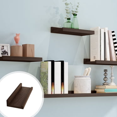Boovnll Étagères de Salle de Bain, Étagères Murales Multifonctions en Bois 12x5 Pouces Sans Perçage pour Salle de Bain, Cuisine, Chambre, Salon, Rangement, Déco Maison, Étagères Flottantes pour Mur