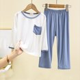 thumbnail image 2 of MIASHUI Ensemble de Pyjama pour Garçons, T-Shirt à Manches Longues et Pantalon, Bleu, 4-5 Ans, 2 of 3
