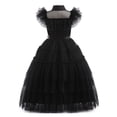 thumbnail image 2 of HAWEE Costume de Wednesday Addams pour Filles Robe d'Addams, Costumes d'Addams Robe de Fête Cosplay d'Halloween 4-13 Ans, 2 of 6