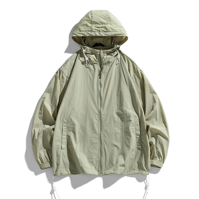 RXIRUCGD Ensemble de Protection Solaire pour Homme Veste Décontractée à Manches Longues avec Capuchon, Vert Armée, Taille : 3TG