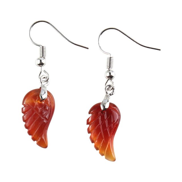 1 Pair Pearl Earring Ear Stud Sweet Gift Exquisite Attractive Beautiful Long-lasting Rustproof Carved Crystal Angel Wing Type 6