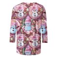 thumbnail image 4 of RKSTN Blouse Chemisiers pour Femmes T-Shirt Imprimé de Mode pour Femmes à Manches 3/4 Col Rond Blouse Décontractée pour Femmes Blouse en Polyester, 4 of 5