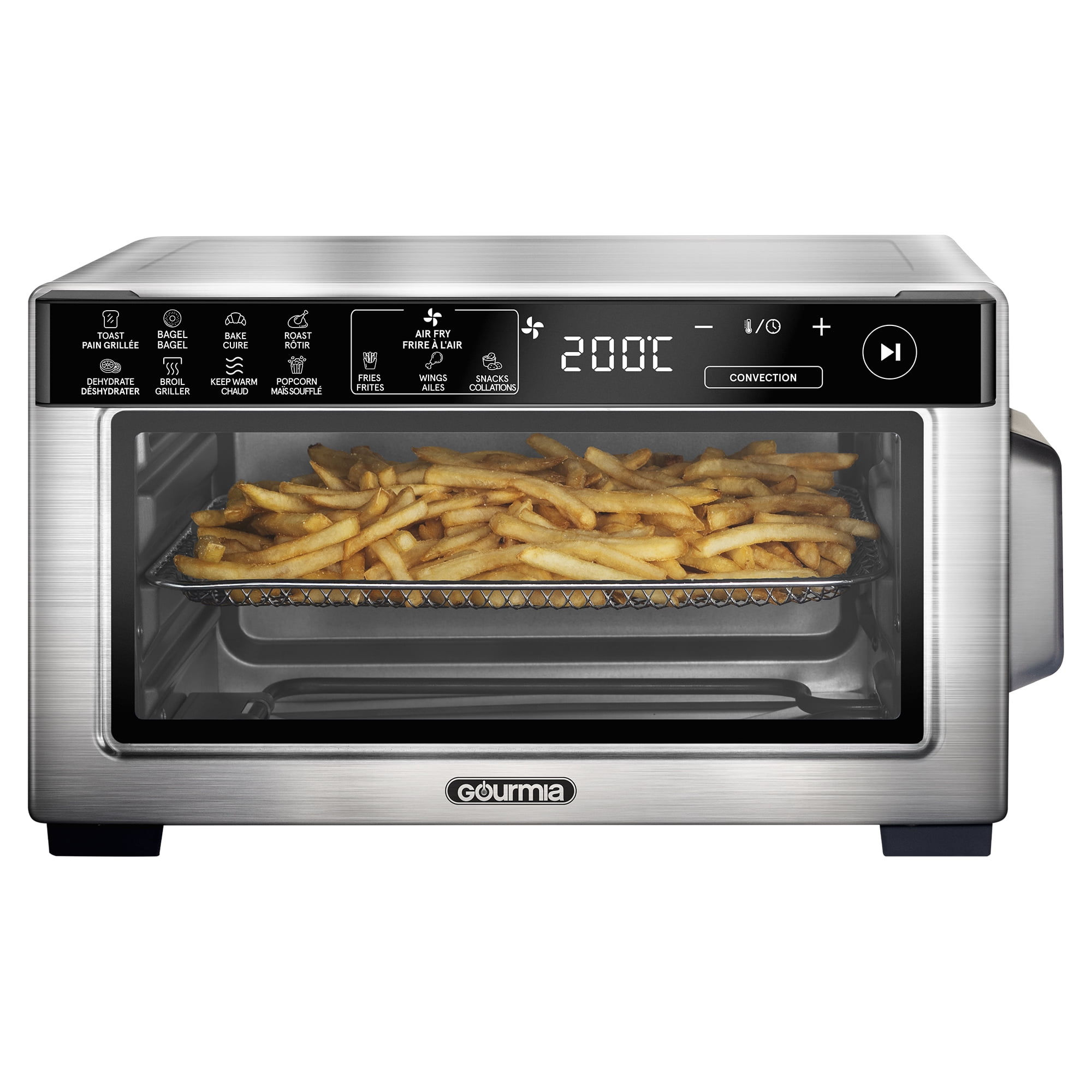 Gourmia 4-Slice Digital Air Fryer Oven, 0.4 Cu. ft. Capacity, Stainless Steel