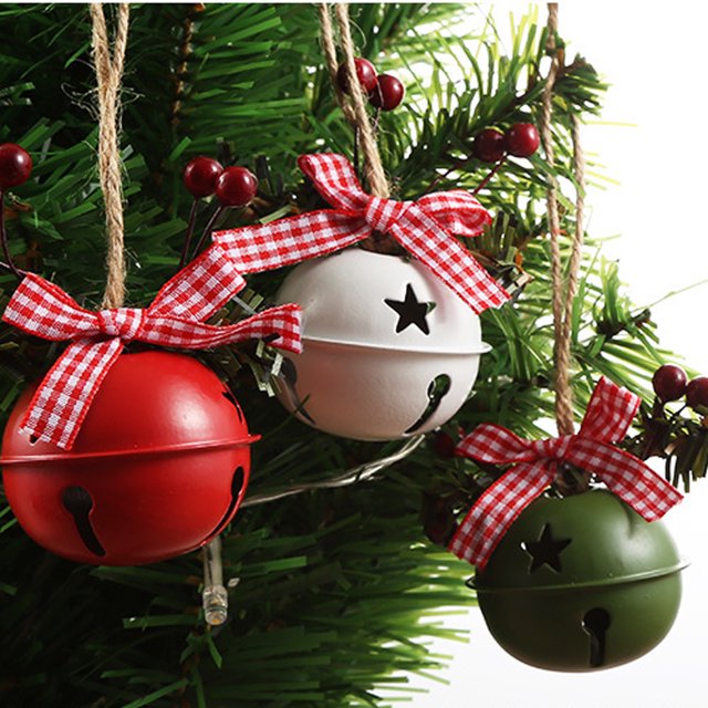 Boovnll Christmas Bells Xmas Tree Hanging Decor Metal Christmas Bells for Decoration for Holiday Xmas Tree Window Party Decor, Christmas Decorations (3Pcs)