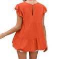 thumbnail image 4 of QualitChoice Hauts à Manches Courtes en Dentelle Été Col Rond T-shirt Décontracté Ample Orange G, 4 of 6