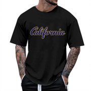 LUOGENLI Male T-shirts for Mens Men's Floral Print Short Sleeve Crew Neck T Shirt for Casual Wear Mens T-shirts Graphic Tees St. Patrick's Day Mens T-shirts Graphic Tees Fishing Valentines Black M