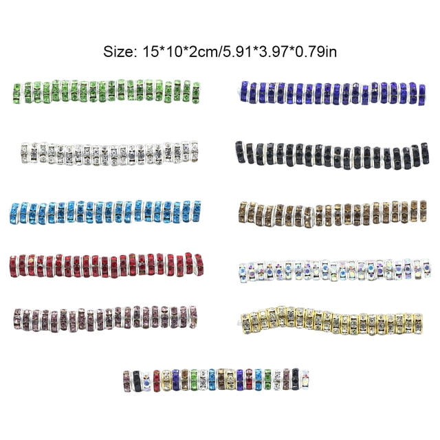 50 Pieces Rhinestone Rondelle Handmade Spacer Loose Bead for Jewelry Beads Jewelry Crystal Multi-colors Loose Bead Earring Necklace Accessories Champagne