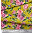 thumbnail image 3 of Soimoi Poly Georgette Fabric Bird,Leaves & Rose Floral Printed Craft Fabric by the Yard 52 Inch Wide, 3 of 3