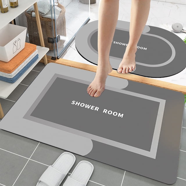 Dvkptbk Bath Set of 2 Bathroom Rugs Bath Mat Non Slip Absorbent Stain Resistant Quick Dry Washable Bathroom Rug Bath Mats for Bathroom Floor Tub Sink Shower Mat Easy Care Gray 16"x24"