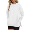 thumbnail image 2 of Timegard Chandails pour Femmes Col Rond Fendu sur le Côté Chandail Ample Automne Hiver Manches Longues, 2 of 7