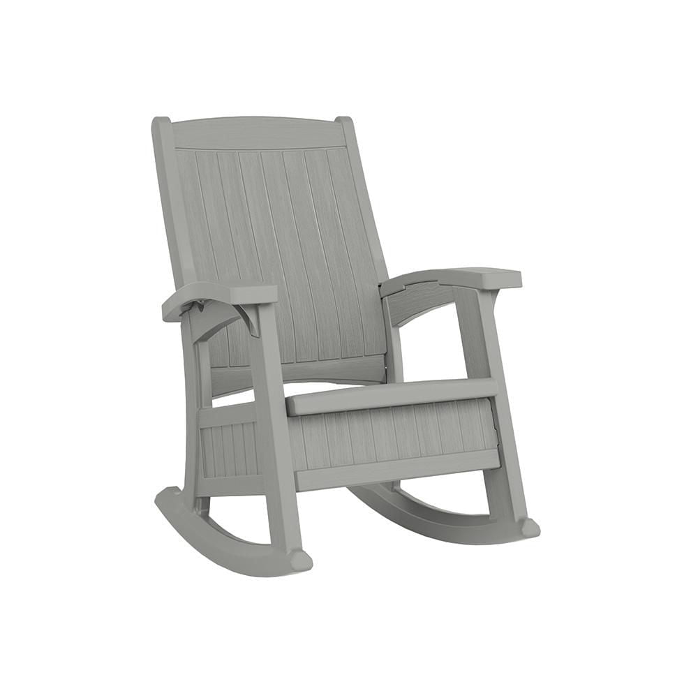 Suncast Chaise berçante d’extérieur avec rangement, résine multi-parois, gris colombe