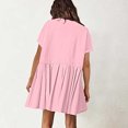 thumbnail image 1 of Weiqiqre Robes Fantaisie pour Femmes Offres Femmes Robe Unie Mignonne Plissée Patchwork Décontractée Manches Courtes Hauts Ample Oversize Été Mini-Robe, 1 of 9