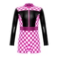 thumbnail image 1 of Hansber Girls Race Car Driver Unitard Halloween Kids Racer Short Jumpsuit Checkerboard Print Leotard Black 6, 1 of 7