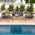 thumbnail image 3 of Costway 8PCS Patio Rattan Furniture Set Acacia Wood Cushioned Sofa Gray, 3 of 9