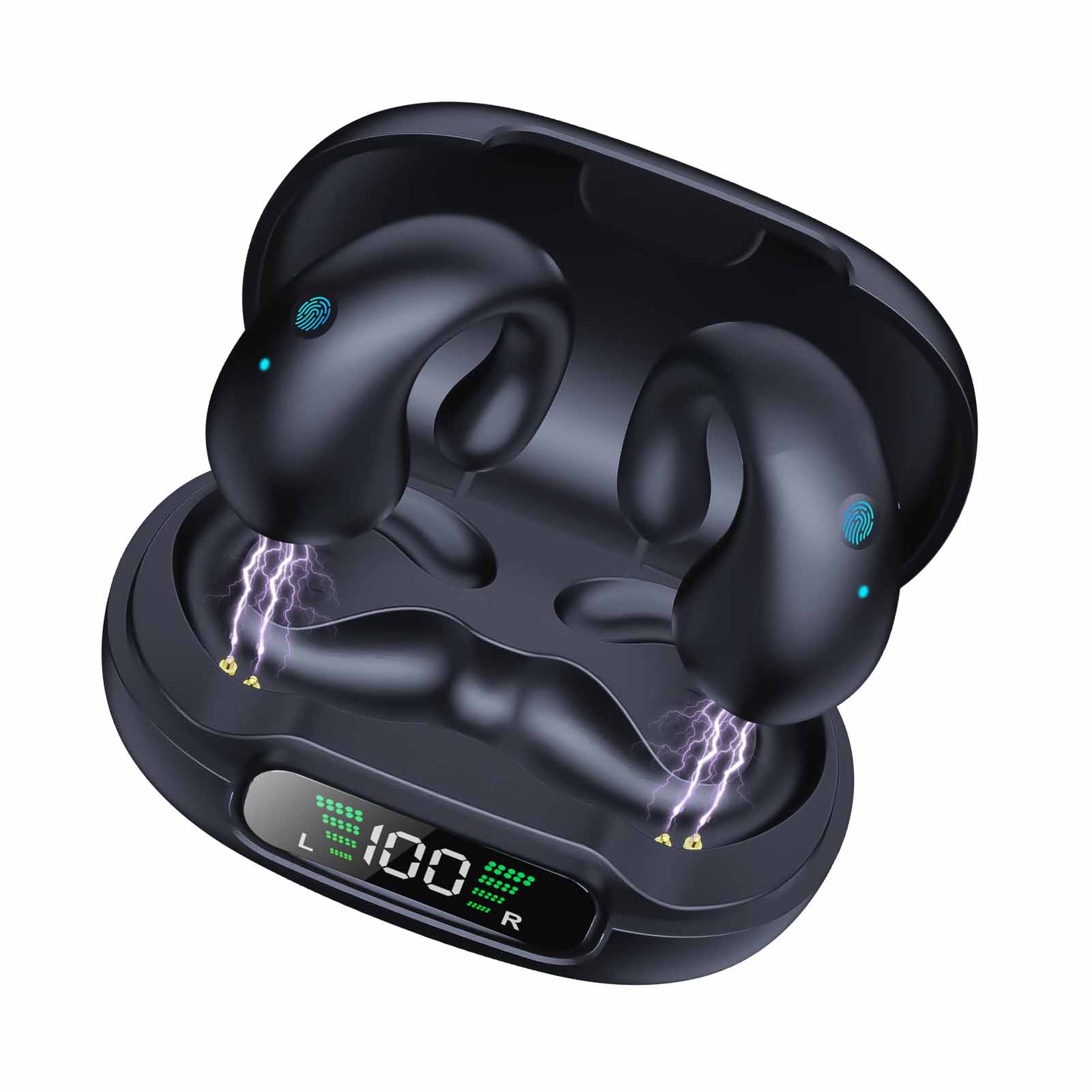 Bluetooths Earbuds, 3D HiFi Stereo Over Ear Headphones with Charging Case, Touch Control Wirelessly Earphones Noise Reduction for Workout Running Gym