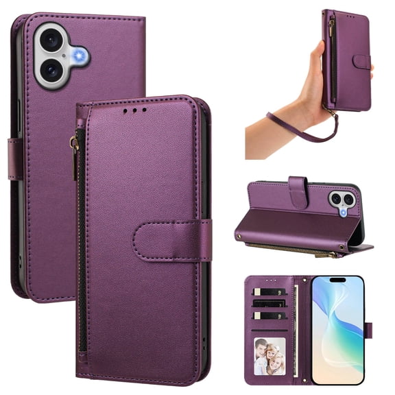 Étui Portefeuille Robuste pour Téléphone pour [iPhone 17] avec Fentes pour Cartes et Support Violet