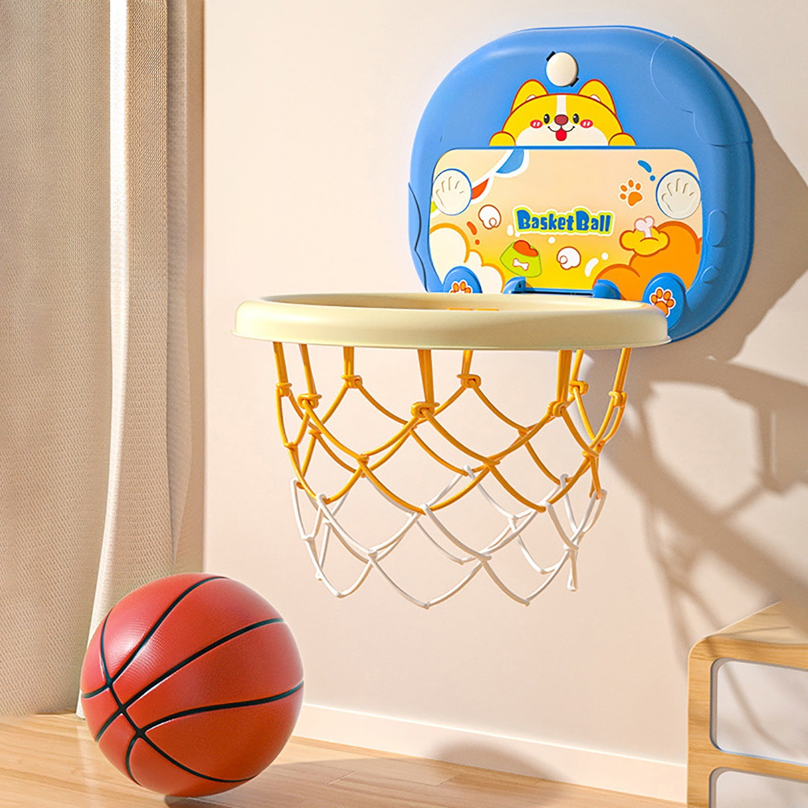 ZZkhGO Mini Panier de Basketball, Tableau d'Affichage Électronique Jouet pour Enfants, Panier Intérieur à Hauteur Réglable pour Tout-Petits Garçons Filles