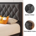 thumbnail image 4 of Homall Twin Size Bed Frame with Headboard Linen Upholstered Bed Frame Platform,All Metal Slats Support Platform Bed Frame with Storage Space,Easy Assembly,Noise Free,No Box Spring Needed,Gray, 4 of 7
