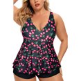 thumbnail image 1 of Kawell Plus Size Tankini Swimsuits for Women Blouson Tankini Tops with Swim Shorts Two Piece Bathing Suits, 1 of 5