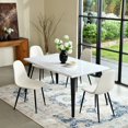 thumbnail image 1 of Homy Casa 63 inch Modern Dining Set, Dining Table with 4 Chairs, Beige Fabric, 1 of 10