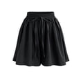 thumbnail image 1 of Diufon Chiffon Shorts for Women Elastic Waisted Ruffle Pleated Pants Solid Color Drawstring Shorts Pants, 1 of 4