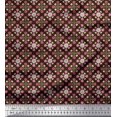 thumbnail image 1 of Soimoi Brown Poly Georgette Fabric Aster & Roses Damask Print Sewing Fabric Yard 42 Inch Wide, 1 of 5