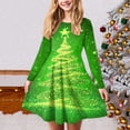 thumbnail image 2 of Splozh Robe Fille Manches Longues Noël Robe de Fille Imprimé de Noël Bal Fête Fête de Noël Robes de Fille Vert, 17-18 Ans, 2 of 5