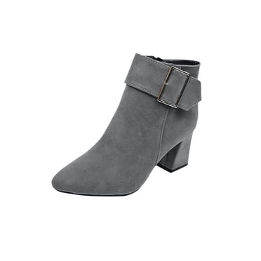 Pisexur Boots Bottes pour Femmes Décontractées à Talons Hauts à Fermeture Éclair Bottines à la Cheville Mode Bouton Couleur Unie Talon Épais Bottillons d'Extérieur pour Femmes Dames Noir Brown Bottes Gris Bottes en Liquidation