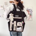 thumbnail image 2 of Women Fashion Contrast Color Backpack Travel School Large Cute Knapsack (Black), 2 of 7
