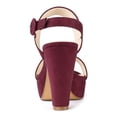 thumbnail image 2 of BLISSFUL STEP Women Platform Slingback Block Heeled Sandals Burgundy 10, 2 of 6
